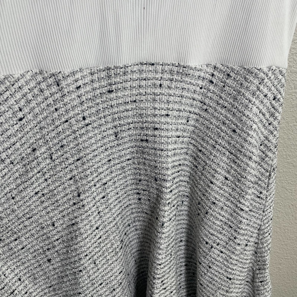 Ted Baker 4 Adalad Metallic Shift Dress White Gray Knit Tweed Fringe Sleeveless - Picture 4 of 9